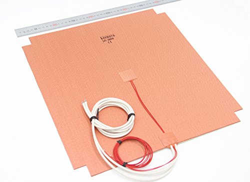 400 X 400mm (Approx. 16" X 16") 24V 600W, KEENOVO Universal Flexible Silicone Heater Mat/Pad, 3D Printer Heated Bed Heating Element w/Cut Corners