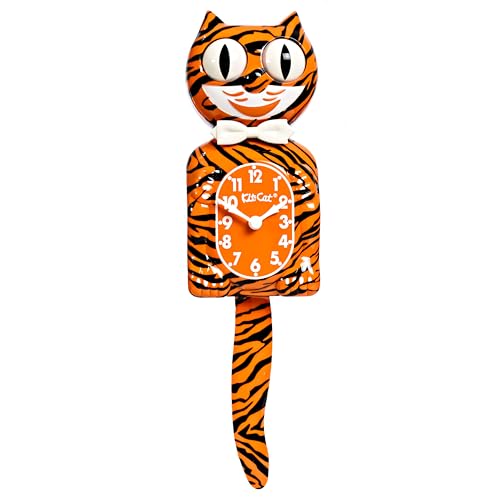 Kit Cat Klock Bengal Tiger - Exotic Pet Collection, Vintage Cat Klock with Moving Eyes and Tail - Battery Operated Wall Clock - Made in USA, Perfect for Home Décor, Unique Gift