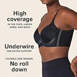 Leonisa Back Smoothing Bra Full Coverage Underwire Support - Minimizer Bras for Women Black