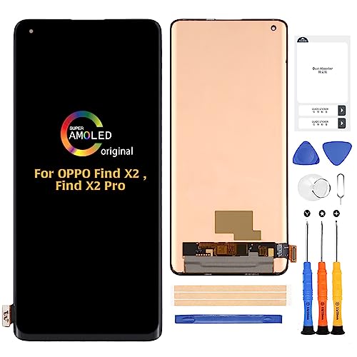 A-MIND for Oppo Find X2/Find X2 Pro (Original) Screen Replacement Touch Digitizer CPH2023 PDEM10 CPH2025 PDEM30 OPG01 LCD Display Full Assembly Repair Kits,with Tools