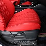 EKR Custom Fit CHR Seat Covers for Select Toyota CHR 2018 2019 2020 2021 2022 Full Set - Leather (Red)