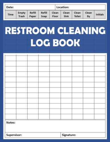 Restroom Cleaning Log Book: Cleaning Checklist Book, Bathroom Cleaning tracker, Washroom Cleanup Schedule, Daily Janitorial Checklist. For Home, Office, Cafes, Hotels, Restaurants & Other Businesses