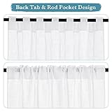 RYB HOME White Sheer Curtains Linen Texture Window Panels, Semi Sheer Light Filetring Rod Pocket & Back Tab Drapes for Bedroom, 52 x 84 inches, Pack of 2