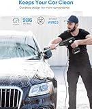 Aihand Cordless Pressure Washer, 986PSI Portable Power Cleaner Compatible with 4.0Ah Battery, Handheld High-Pressure Car Washer Gun, 2*Battery & Charger Included