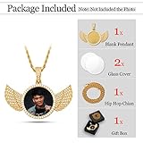 YIMERAIRE Personalized Hip Hop Memory Pendant Necklace Custom Picture Blank Pendant Charm Iced Out Round Angel Wings Rhinestone Pendant Trays Necklace with Rope Chain for Women and Men