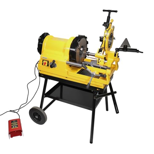 Steel Dragon Tools 6790 Power Pipe Threader Threading Machine 1/2in. - 4in. Capacity with Foot Switch Self-Oiling Die Head and Cart