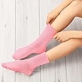 Newcotte 20 Pairs Candy Colored Women Socks Solid Color Lightweight Crew Socks Cotton Athletic Colorful Socks Assorted Colors for Shoe Size 6-9