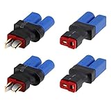 Youme Power 2Pairs EC5 to Deans T Adapter Male Female Connector Plug Set Compatible with Arrma E-flite RC Car Truck Airplane Lipo Battery ESC Balance Charger Motor (4pcs/lot)