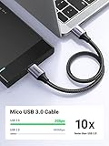 UGREEN Micro USB 3.0 Cable, USB 3.0 A to Micro B Cord Nylon Braided External Hard Drive Cable Compatible with Samsung Galaxy S5, Note 3/Pro 12.2, Western Digital, Toshiba, My Passport, etc 6 FT