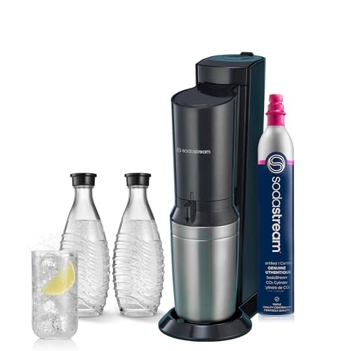 SodaStream - Aqua Fizz Sparkling Water Maker | STARTER KIT | GLASS Carbonator | CQC CO2 System | Includes 2x Elegant Glass Carafes, 1x CO2 Cylinder | Dishwasher Safe | Black