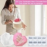 Breakable Heart Molds for Chocolate with Hammer, Heart Silicone Mold for Baking 8 Cavity Diamond Heart Shaped Mold, 8.8" Large Breakable Heart Mold Kit for Valentine Candy Making