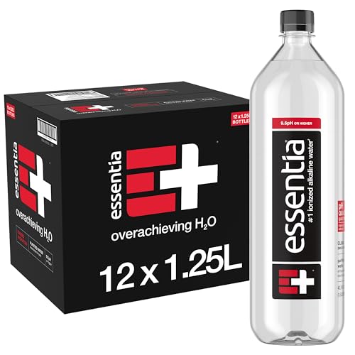 Essentia Water LLC , 99.9% Pure, Infused with Electrolytes for a Smooth Taste, pH 9.5 or Higher; Ionized Alkaline Water, Black, 42.3 Fl Oz (Pack of 12)