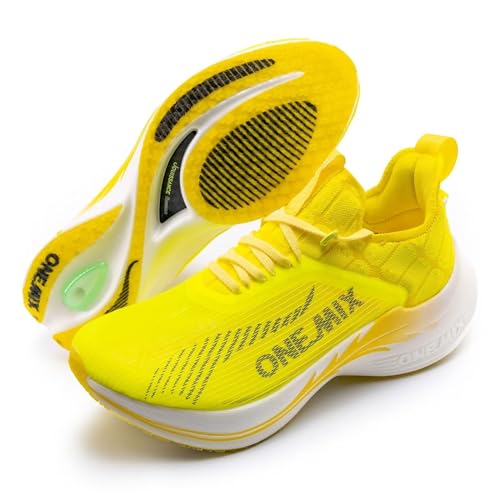 O-Resilio Men's Road Running Shoes Marathon Running Shoes Carbon Fiber Plate Running Shoes Wide with Arch Support Lightweight Breathable Sneakers ONEMIXYELLOW Size US Men 10