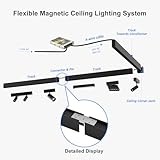 SCON XTB106-C-B 4-Wire Updated Ceiling Surface Mounted Magnetic Track Lighting System Aluminum Linear Rail Section, Input Power Track for LED Lamp Light Head (100cm/39.4inch/3.3ft/No Driver/Black)