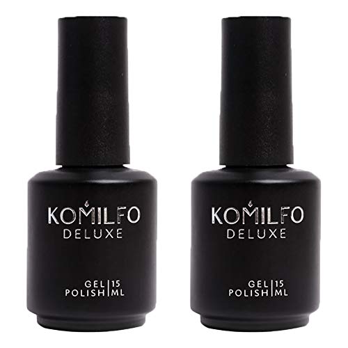 Nail Polish KOMILFO SET 2 bottles Rubber BASE 15ml. + TOP NO WIPE Coat 15ml. (0.5 Fl Oz) NO UV Filters, Without a sticky layer and UV filters, Gel Soak Off Original