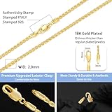 Jewlpire Italian Solid 18k Gold Chain Necklace for Women, 2mm Rope Chain Gold Chain for Women Shiny & Comfortable & Sturdy Women's Chain Necklaces 20 Inch