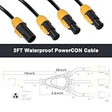 1 to 3 Outlet powerCON Cable - 3FT 14AWG PowerCon True1 Male to 3X Female Extension Y Splitter Cable, Heavy Duty Outdoor 20A Waterproof True Connector for Stage Light/Speaker(SAC3MX - SAC3FX)