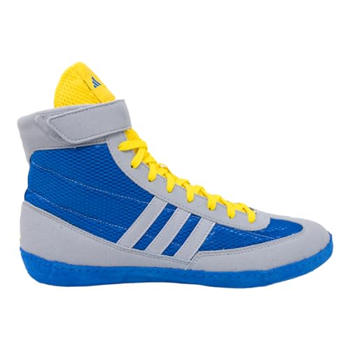 adidas Men's Combat Speed 4 Wrestling Shoes, Grey/Bright Royal/Yellow, 6.5