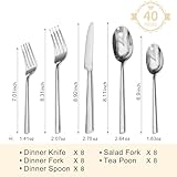 KINGSTONE Silverware Set, 40-Piece Forged Flatware Set Cutlery Set Premium Stainless Steel, Service for 8, for Kitchen, Home, Wedding, Party, Mirror Polished and Dishwasher Safe