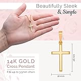 MAZZERI 14k Gold Cross Pendant, Hypoallergenic Gold Religious Charms for Men and Women, Handcrafted in the USA