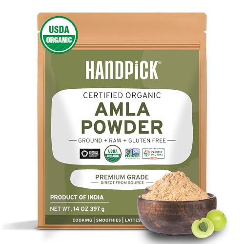 Organic Amla Powder (14oz) Amalaki, USDA Organic, Non-GMO | 100% Raw and Natural - Lab Tested for Purity | Indian Gooseberry Powder | Resealable Zip Lock Pouch