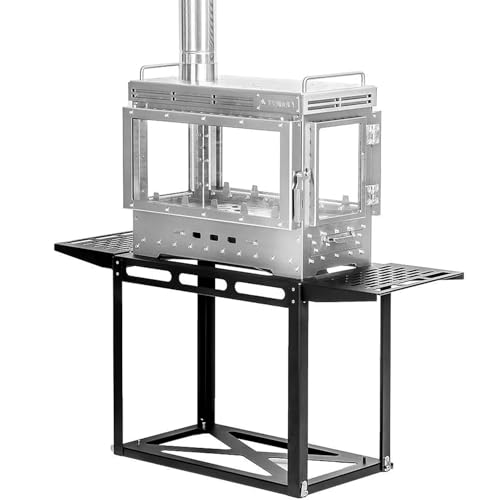 POMOLY Camping Tent Stove Wood Stove, Dweller Ultra 4 Stainless Steel Wood Burning Stove and Stove Frame Base for Cooking, Heating (with 4 Glasses)