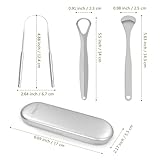 BRMDT Tongue Scrapers for Adults and Kids - Professional Tongue Cleaners Set for Oral Cleaning, Reduce Bad Breath, Medical Grade Stainless Steel Tongue Scrapers (3-in-1) with Carrying Case (Silver)