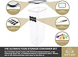 Chef's Path - Kitchen Storage Box Set - 8 Airtight Food Jars for Storing Spaghetti, Pasta, Flour, Cereals, Pet Food Preservation, BPA Free (3 quarts)