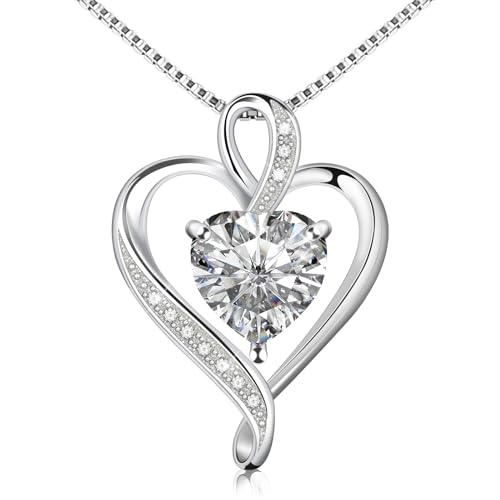 Alittlecare 925 Sterling Silver Necklace - Exquisite Silver Jewelry for Women - Heart Pendant Silver Necklace - Birthday, Anniversary, Valentine's Day Gift for Women, Wife, Mom, Girlfriend, Lady