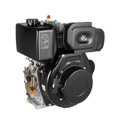 186F 4 Stroke D-i-e-s-e-l Engine 9HP Engine, 406CC Air Cooling Single Cylinder Engine Shaft Length 2-5/6" Fuel Engine Thread 7/16-20UFN-2B Engine for Small Agricultural Machinery