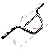 BMX Handlebar with Stem Swallow Shaped High-Carbon Steel 585mm 22.2mm Handle Bar Bicycle Parts Bike Accessories,Black, (WS01-CBBK-B)