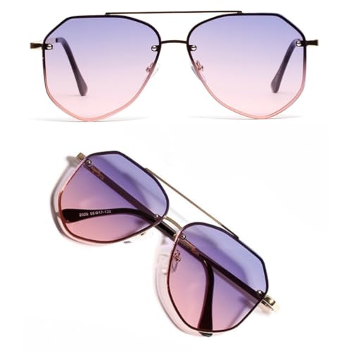 B-Orbit-X Color Sunglasses Women Retro Trendy Eye Glasses - Korean Style Large Frame Shades Sunglasses ((Purple/Pink))