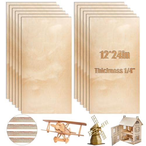 Juexica 24 Pcs 6 mm Birch Plywood 12 x 24 x 1/4 Inches Craft Wood Unfinished Plywood Sheets for DIY Projects Wood Engraving Burning Drawing Painting Laser Projects