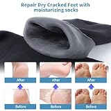 Aluroice Silicone Moisturizing Socks for Men - 2 Pairs Soft Foot Care Socks - Large Size Feet Moisturizing Socks for Dry Cracked Feet (Size L)