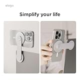 elago Magnetic Laptop Phone Holder Mount Compatible with iPhone 15/14/ 13/12 MagSafe, Adjustable Phone Monitor Side Mount, Slim, Portable, Foldable, Compatible with MacBook (Silver)