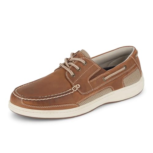 Dockers Mens Beacon Leather Casual Classic Boat Shoe with Stain Defender, Dark Tan, 12 M