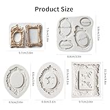 Growtail Photo Frame Silicone Fondant Molds,Picture Frames Chocolate Mold for Crafts,Sugarcraft Cupcake Topper,Polymer Clay Set Of 5