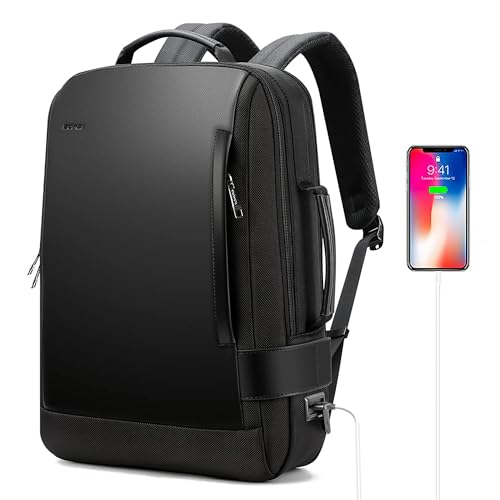 BOPai Business Smart 15.6 Inch Laptop Backpack Convertible Expandable Anti-Theft USB Charging Multi-Functional Travel Professional Work Office Men Commuter Large Black With Bottle Holder Waterproof