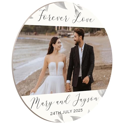 100 Pack Personalized Wedding Coasters, Custom Cardboard Coasters for Drinks with Photo Print and Text, Keepsake Wedding Favors and Gifts for Couples, 3.95" Round p (D 10)