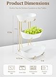 Yedio 3 Tier Fruit Bowls for Kitchen Counter, No Assembly Required, Porcelain Fruit Basket with Serving Bowls Metal Stand, Tiered Bowls for Fruit Vegetable Storage, Snack, Nuts, Cake, Dessert