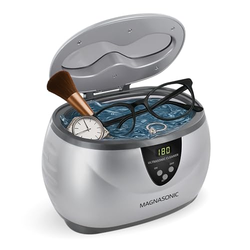 Magnasonic Ultrasonic Cleaner - 20oz Stainless Steel Tank, Digital Timer, 5 Cleaning Modes, Ultrasonic Jewelry Cleaner for All Jewelry, Eyeglasses, Watches, Dentures, Retainers & More