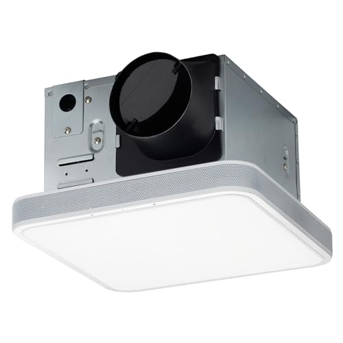Homewerks 7148-01-AX Smart Bathroom Fan with Alexa Voice Assistant Color Changing LED Light and Bluetooth Speakers 110 CFM 1.5 Sones