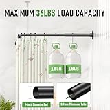 L Shaped Shower Curtain Rod - [23''-53''] x [23''-53''] Adjustable Corner Shower Curtain Rod 90 Degree Black for Bathroom Bathtub, Clothing Store with 12 Ring Hooks & Ceiling Support