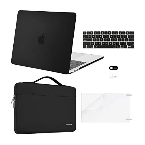 MOSISO Compatible with MacBook Pro 13 inch Case M2 2025, 2024, 2023-2016 A2338 M1 A2251 A2289 A2159 A1989 A1708 A1706, Plastic Hard Case&Bag&Keyboard Skin&Webcam Cover&Screen Protector, Black