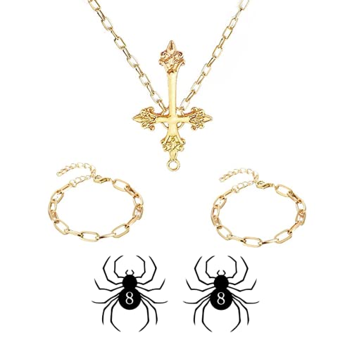 Women's Cosplay Cross Necklace +Bracelets,Anime Cosplay Costume Accessories (B, SET1)