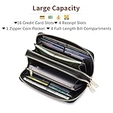 GOIACII Women's Wallet Large Capacity Double Zip Around Credit Card Holder Leather Ladies Wallet with RFID Blocking Phone Wristlet Purse Black