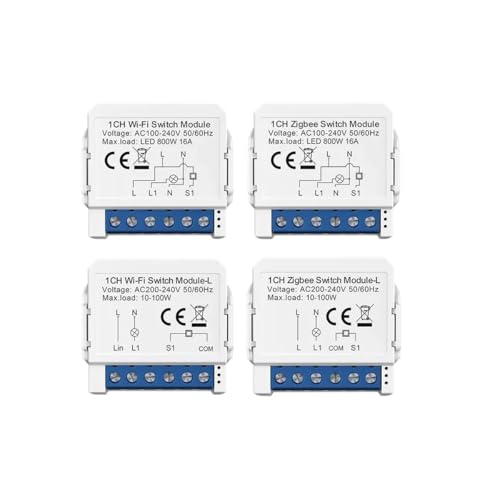MIUCDA Tuya WiFi/Zigbee Smart Module, Light Switch DIY Breaker Neutral/No Neutral Wire Control Compatible with Alexa Home