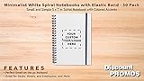 50 White Spiral Notebooks with Elastic Band Pack - Customizable Text, Logo - 80 lined pages, Recycled - Blue