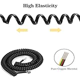 5 Pack Phone Cord Landline8Ft Uncoiled / 1.4Ft Coiled Landline Phone Handset Cable RJ9 4P4C Telephone Accessory- Black