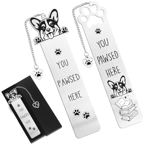 Corgi Bookmark Funny Dog Gift - Shejdgart 2PCS Funny Bookmark for Corgi Lovers Unique Dog Mom Book Mark Birthday Gifts for Puppy Lovers Bookworm Booknerd Women Friends Pet Owners Coworker